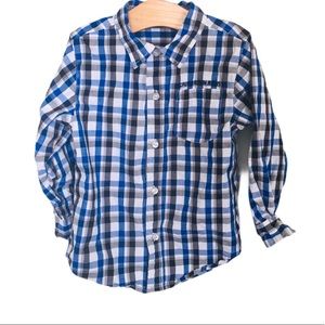 CALVIN KLEIN Plaid Check Button Down Shirt With Pocket Blue Boys Age 4Y